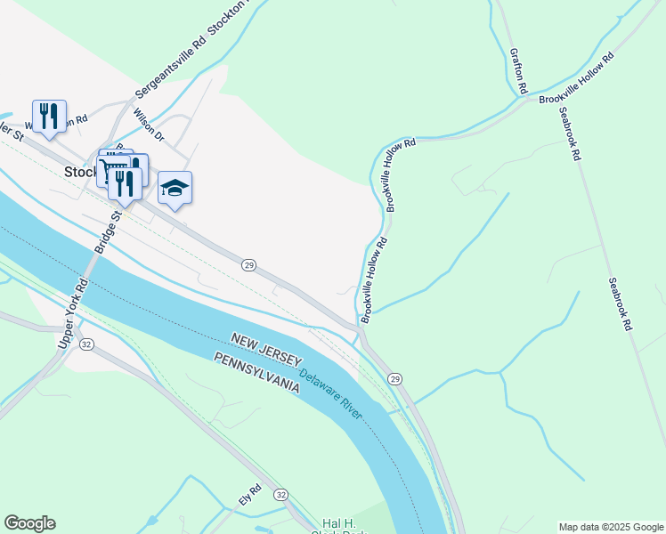 map of restaurants, bars, coffee shops, grocery stores, and more near 53 South Main Street in Stockton