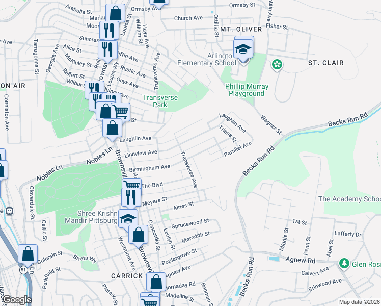 map of restaurants, bars, coffee shops, grocery stores, and more near 305 Linnview Avenue in Pittsburgh