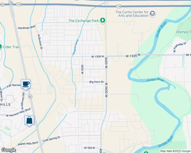 map of restaurants, bars, coffee shops, grocery stores, and more near 3727 West 1530 North in Eagle Mountain