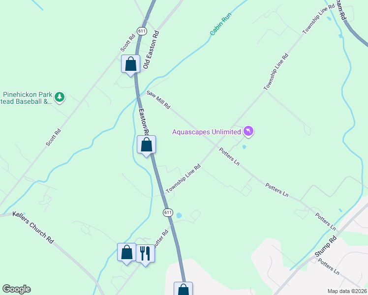 map of restaurants, bars, coffee shops, grocery stores, and more near in Plumsteadville