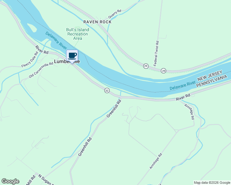 map of restaurants, bars, coffee shops, grocery stores, and more near 3610A River Road in Lumberville