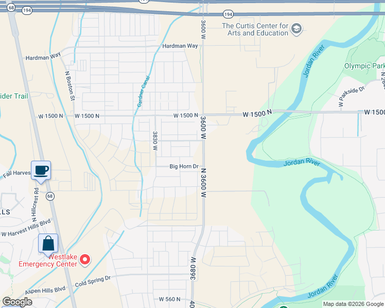 map of restaurants, bars, coffee shops, grocery stores, and more near 9300 North 10400 West in Lehi