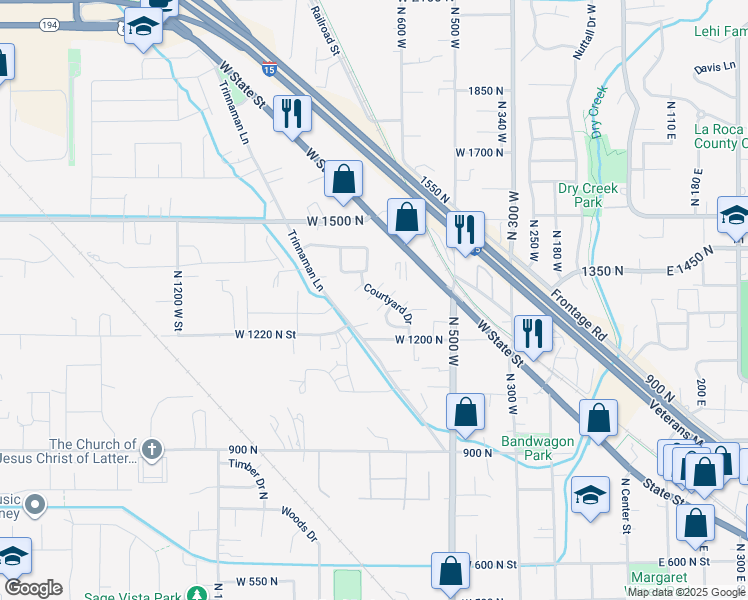 map of restaurants, bars, coffee shops, grocery stores, and more near 689 West 1310 North in Lehi