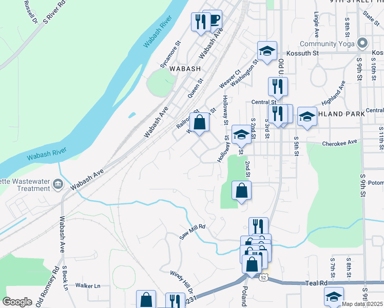 map of restaurants, bars, coffee shops, grocery stores, and more near 603 West Street in Lafayette