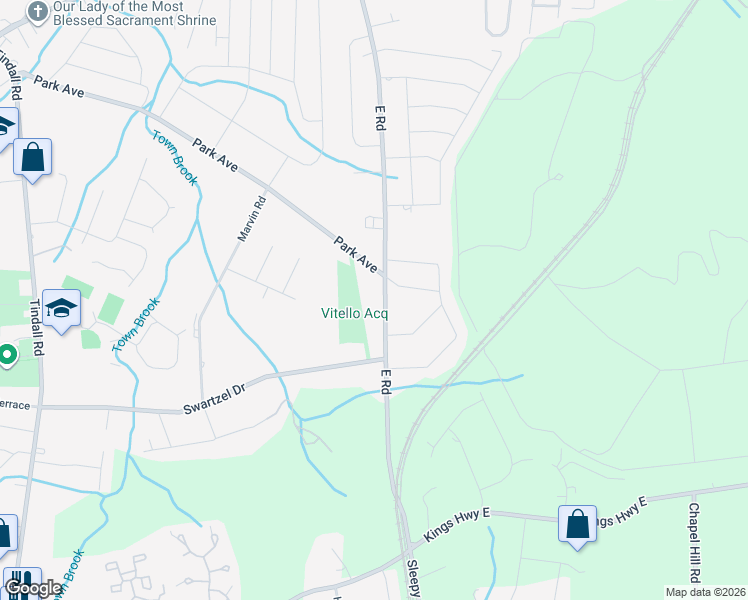 map of restaurants, bars, coffee shops, grocery stores, and more near 594 East Road in Monmouth County
