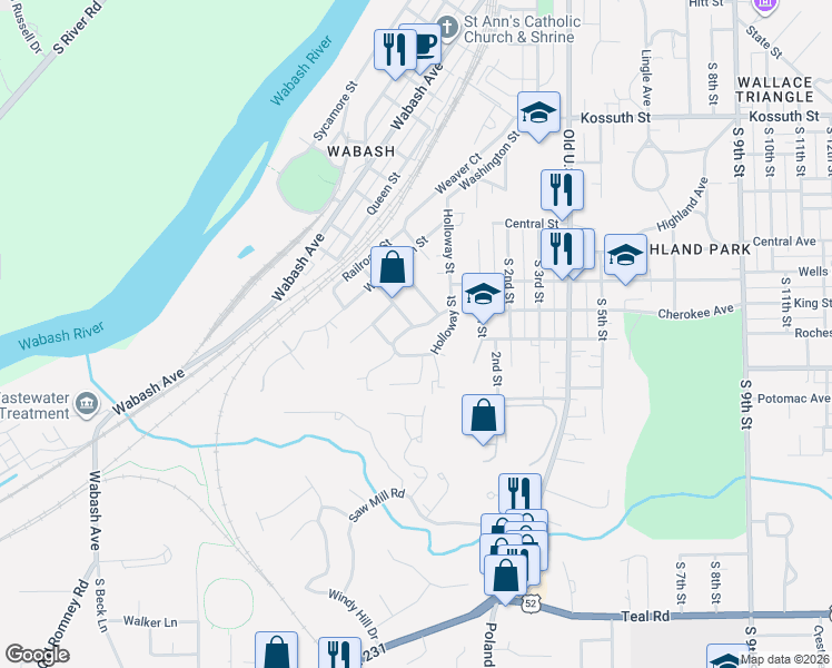 map of restaurants, bars, coffee shops, grocery stores, and more near 1414 Sunset Drive in Lafayette