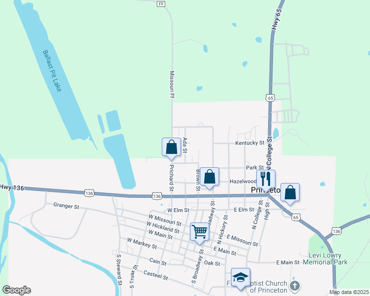 map of restaurants, bars, coffee shops, grocery stores, and more near 801 Ada Street in Princeton