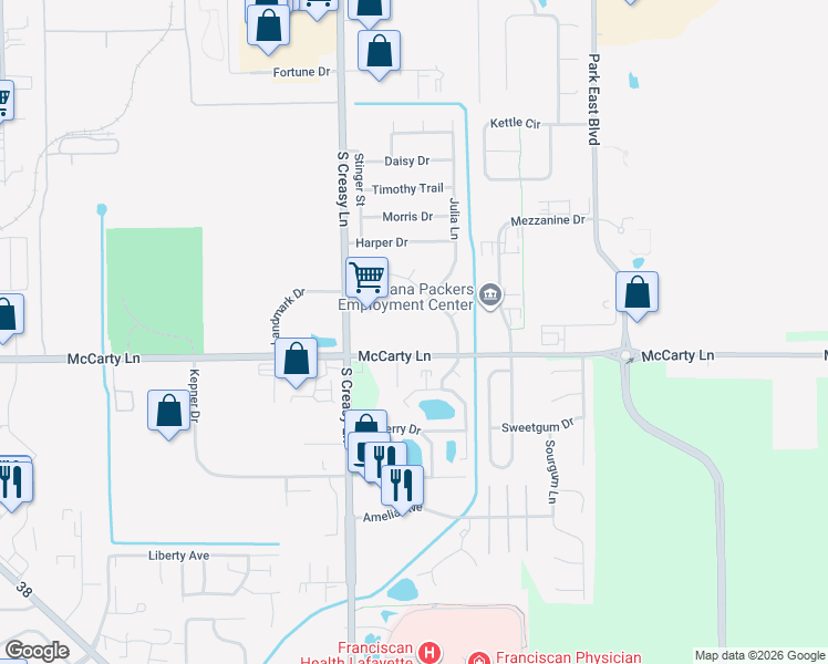 map of restaurants, bars, coffee shops, grocery stores, and more near 1023 Julia Lane in Lafayette