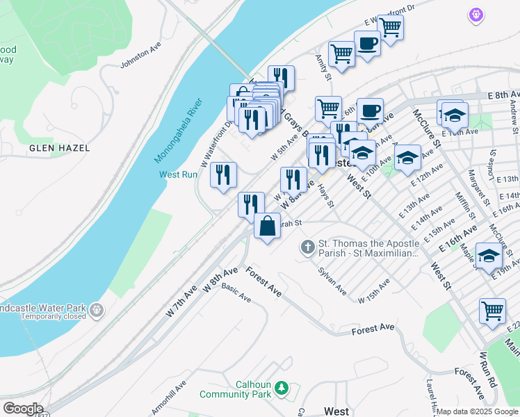 map of restaurants, bars, coffee shops, grocery stores, and more near 321 West 7th Avenue in Homestead