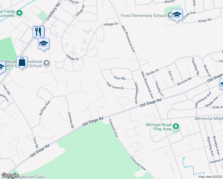 map of restaurants, bars, coffee shops, grocery stores, and more near 2 Marshall Road in East Brunswick