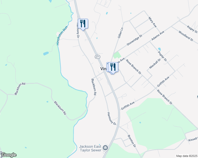 map of restaurants, bars, coffee shops, grocery stores, and more near 112-118 Adams Ave in Johnstown