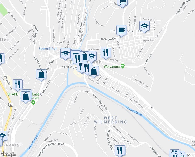 map of restaurants, bars, coffee shops, grocery stores, and more near 976 Oxford Street in Turtle Creek