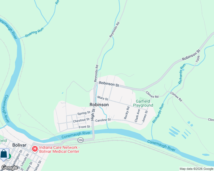 map of restaurants, bars, coffee shops, grocery stores, and more near 166 Mc Kinley Avenue in Robinson