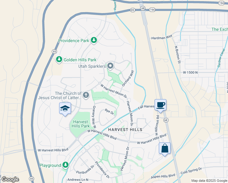 map of restaurants, bars, coffee shops, grocery stores, and more near 459 West Harvest Moon Drive in Saratoga Springs