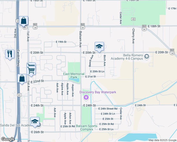 map of restaurants, bars, coffee shops, grocery stores, and more near 2069 Beech Ave in Greeley