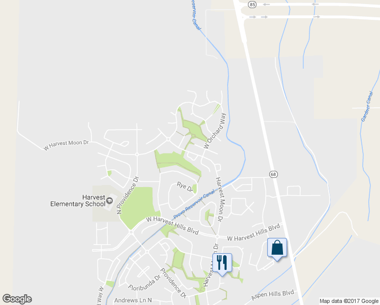 map of restaurants, bars, coffee shops, grocery stores, and more near 459 West Harvest Moon Drive in Saratoga Springs