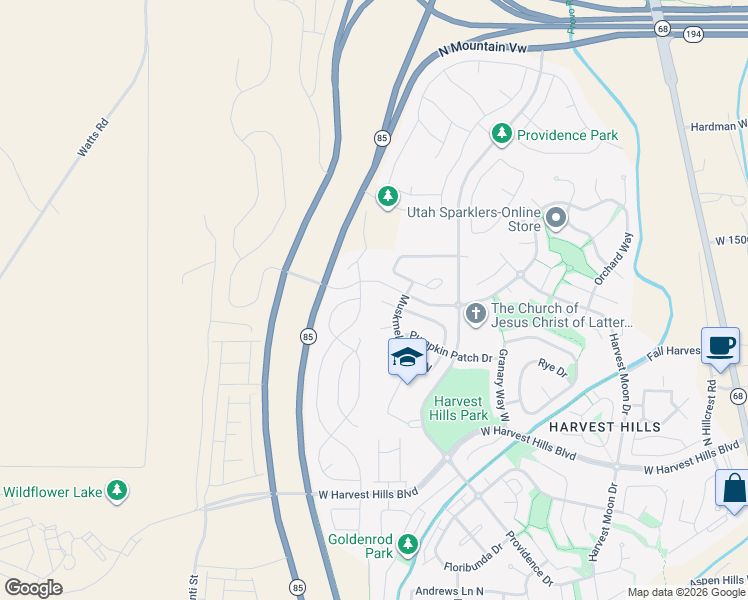 map of restaurants, bars, coffee shops, grocery stores, and more near 602 Crenshaw Way in Saratoga Springs