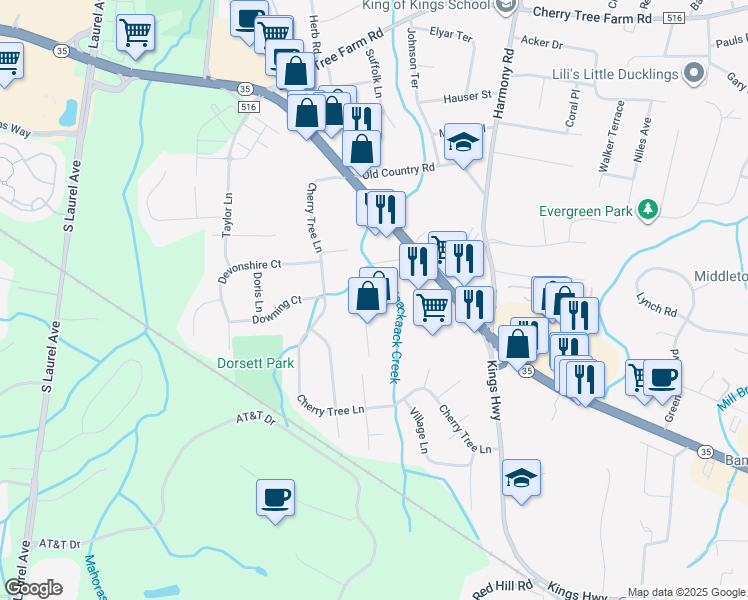 map of restaurants, bars, coffee shops, grocery stores, and more near 140 Magnolia Lane in Monmouth County