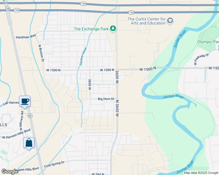 map of restaurants, bars, coffee shops, grocery stores, and more near 1380 North in Lehi