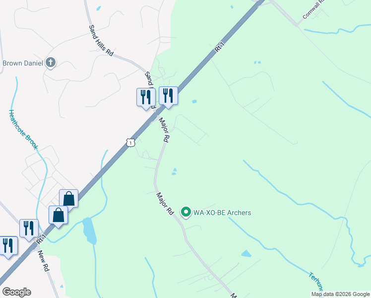 map of restaurants, bars, coffee shops, grocery stores, and more near 9 Major Road in South Brunswick Township