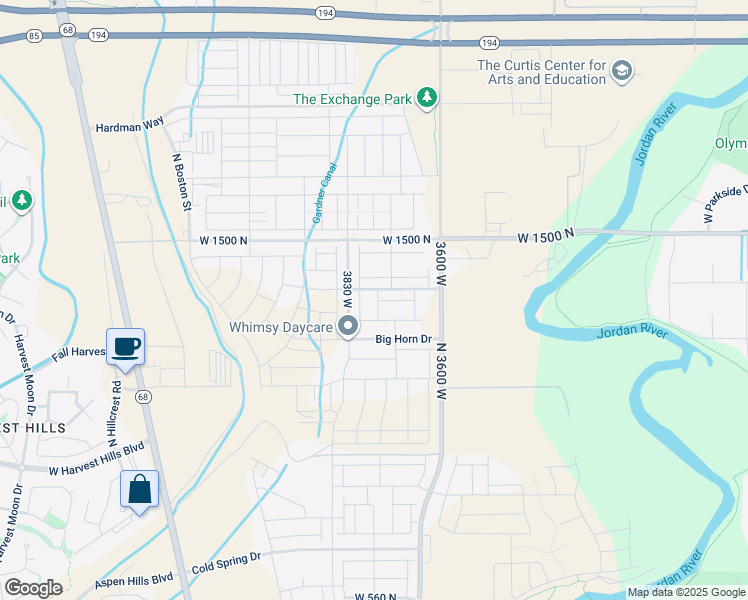 map of restaurants, bars, coffee shops, grocery stores, and more near 9300 North 10400 West in Lehi
