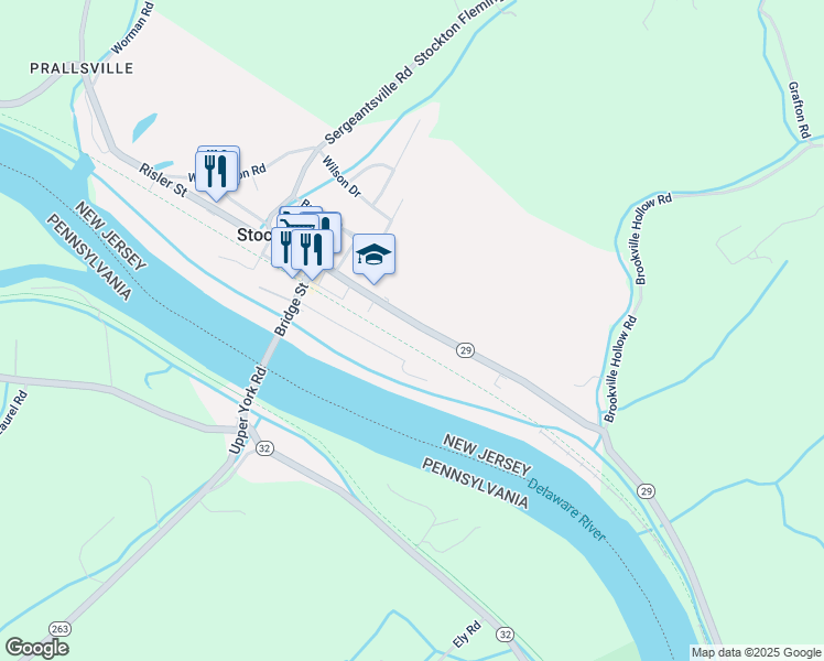 map of restaurants, bars, coffee shops, grocery stores, and more near 36 South Main Street in Stockton