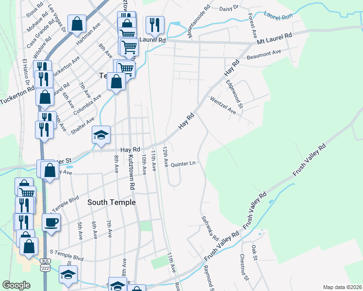 map of restaurants, bars, coffee shops, grocery stores, and more near 1220 Hay Road in Temple