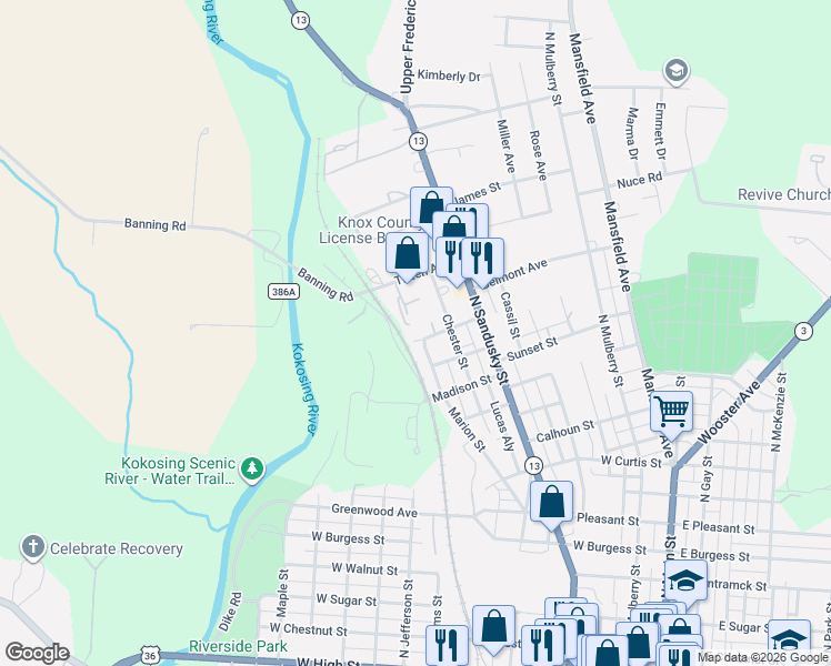 map of restaurants, bars, coffee shops, grocery stores, and more near 63 Marion Street in Mount Vernon