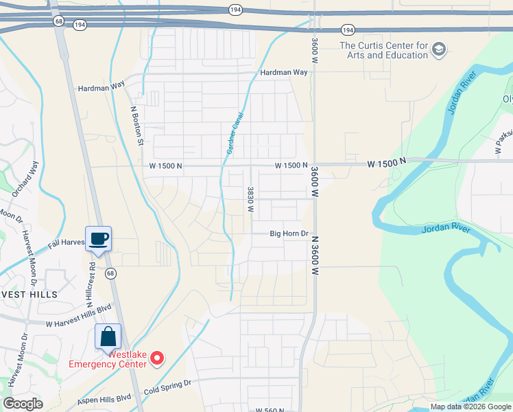map of restaurants, bars, coffee shops, grocery stores, and more near 1386 North 3830 West in Lehi