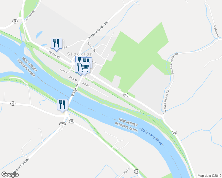 map of restaurants, bars, coffee shops, grocery stores, and more near 36 South Main Street in Stockton
