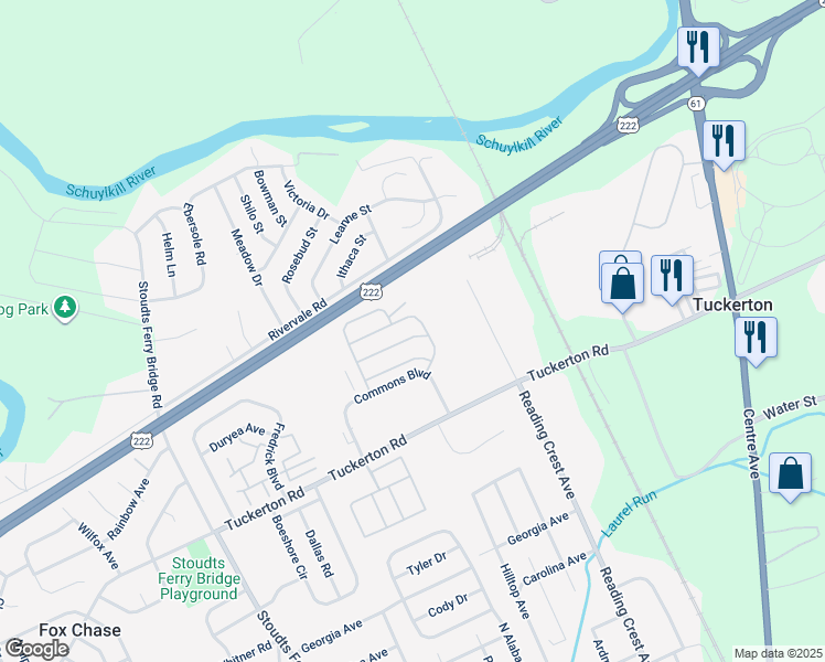 map of restaurants, bars, coffee shops, grocery stores, and more near 1019 Barberry Avenue in Reading