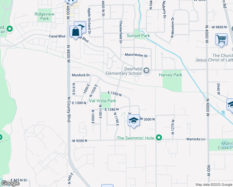 map of restaurants, bars, coffee shops, grocery stores, and more near 1350 North 1190 East in American Fork