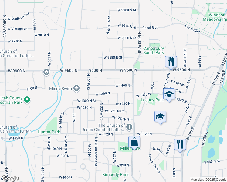 map of restaurants, bars, coffee shops, grocery stores, and more near 258 West 1360 North in American Fork