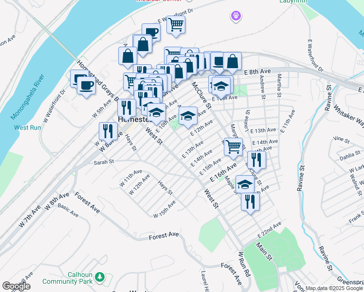 map of restaurants, bars, coffee shops, grocery stores, and more near 126 East 12th Avenue in Homestead