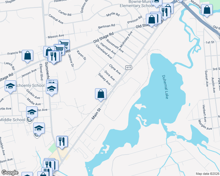 map of restaurants, bars, coffee shops, grocery stores, and more near 28 Victoria Avenue in Spotswood