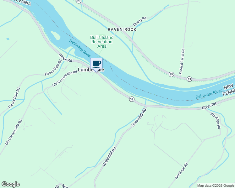 map of restaurants, bars, coffee shops, grocery stores, and more near 3661 River Road in Lumberville