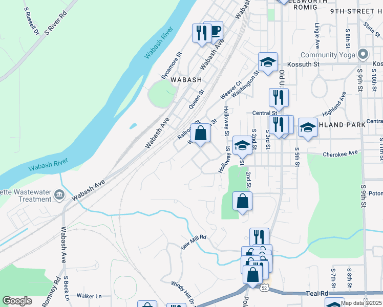 map of restaurants, bars, coffee shops, grocery stores, and more near 1410 Broadway Street in Lafayette