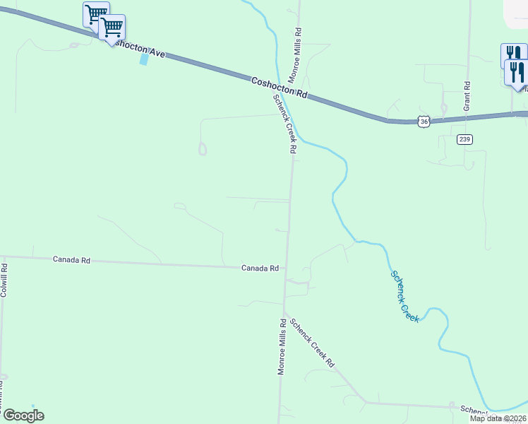 map of restaurants, bars, coffee shops, grocery stores, and more near 21100 Schenck Creek Road in Howard