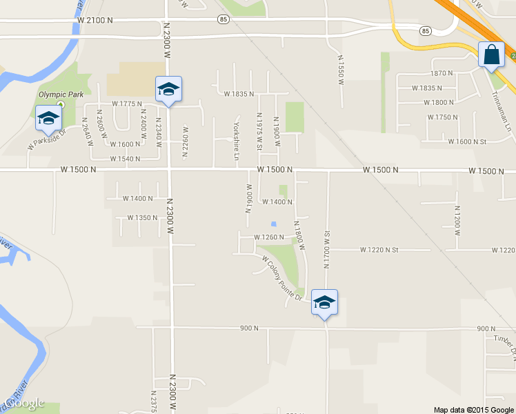 map of restaurants, bars, coffee shops, grocery stores, and more near 1971 West 1400 North in Lehi