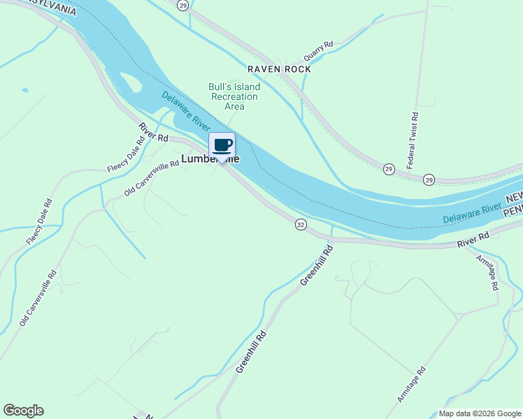 map of restaurants, bars, coffee shops, grocery stores, and more near 3661 River Road in Lumberville