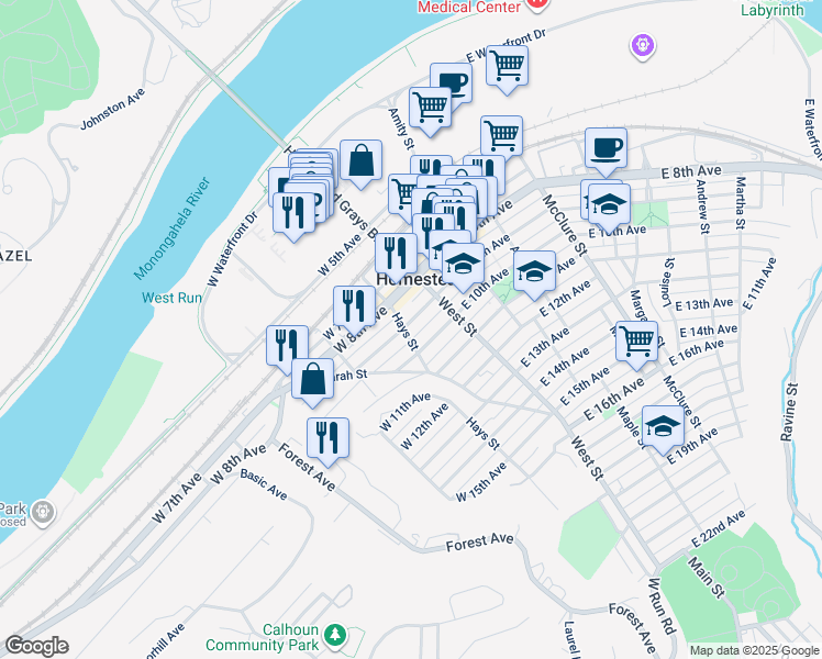 map of restaurants, bars, coffee shops, grocery stores, and more near 910 Hays Street in Homestead