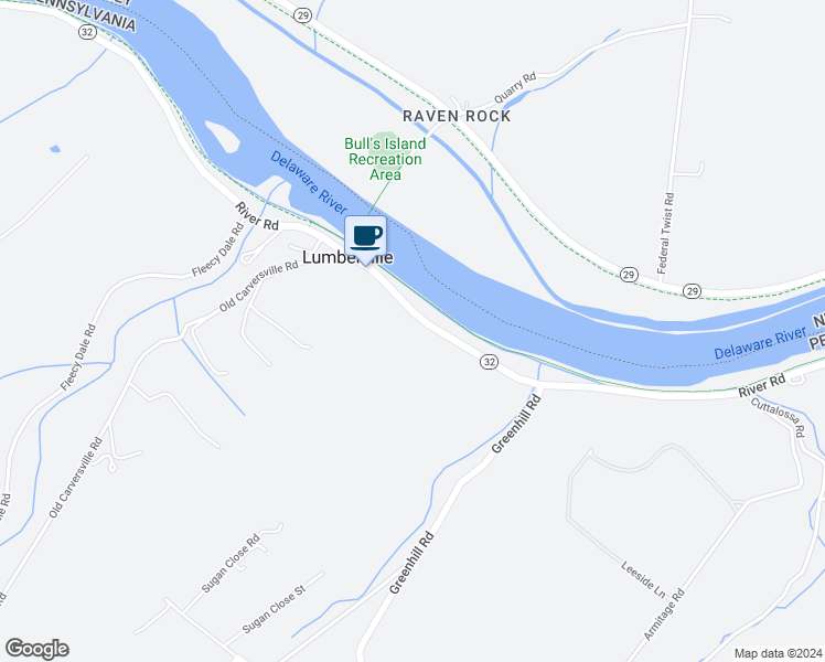 map of restaurants, bars, coffee shops, grocery stores, and more near 3691 River Road in Lumberville