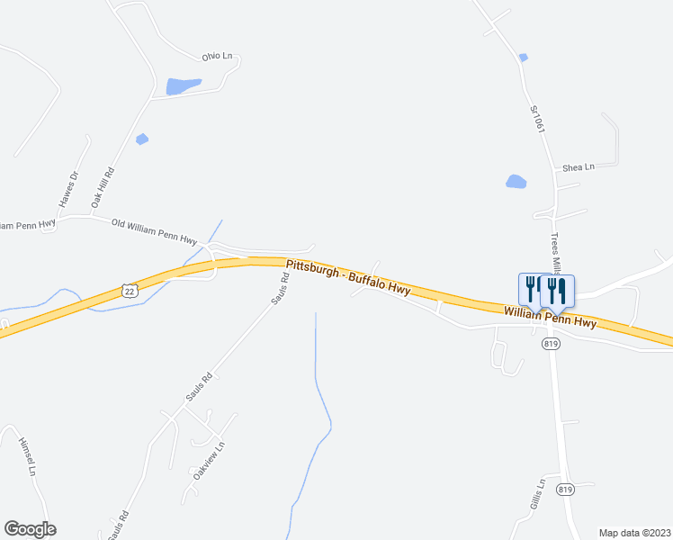 map of restaurants, bars, coffee shops, grocery stores, and more near 7103 U.S. 22 in Greensburg
