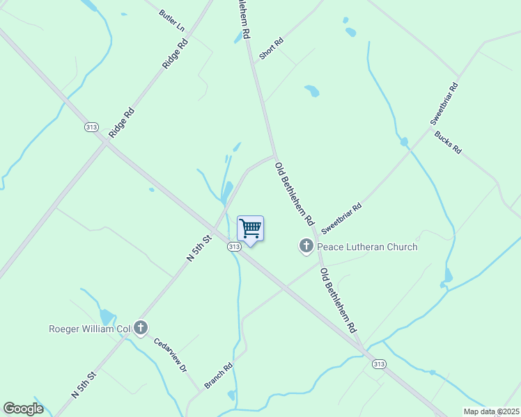 map of restaurants, bars, coffee shops, grocery stores, and more near 261 Pennsylvania 313 in Perkasie