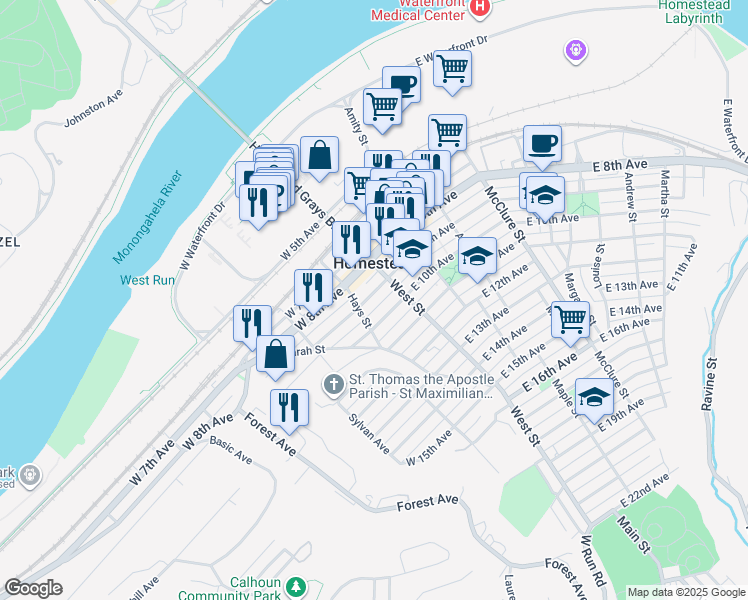 map of restaurants, bars, coffee shops, grocery stores, and more near 910 Hays Street in Homestead