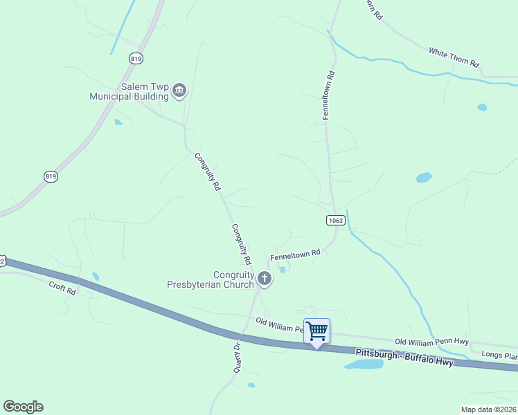map of restaurants, bars, coffee shops, grocery stores, and more near 188H Congruity Road in New Alexandria