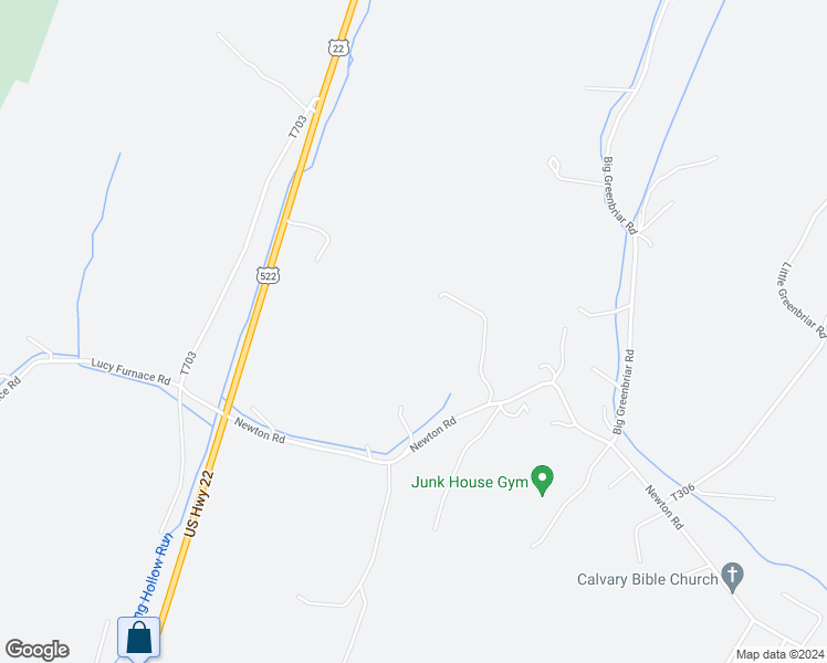 map of restaurants, bars, coffee shops, grocery stores, and more near 175 Hilltop Lane in McVeytown