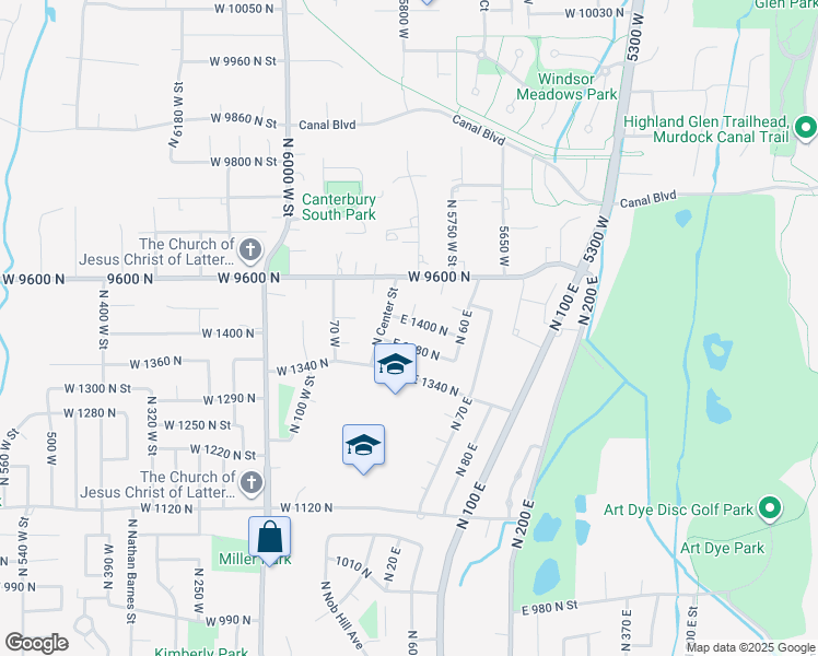 map of restaurants, bars, coffee shops, grocery stores, and more near 16 East 1400 North in American Fork