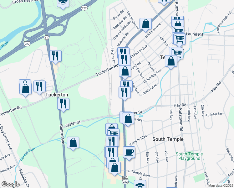 map of restaurants, bars, coffee shops, grocery stores, and more near 4800 North 5th Street Highway in Temple