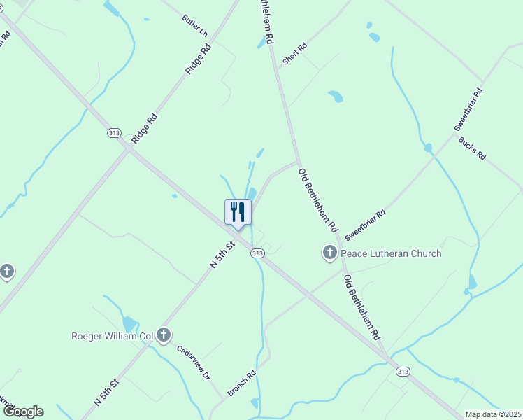map of restaurants, bars, coffee shops, grocery stores, and more near 2325 North 5th Street in Perkasie
